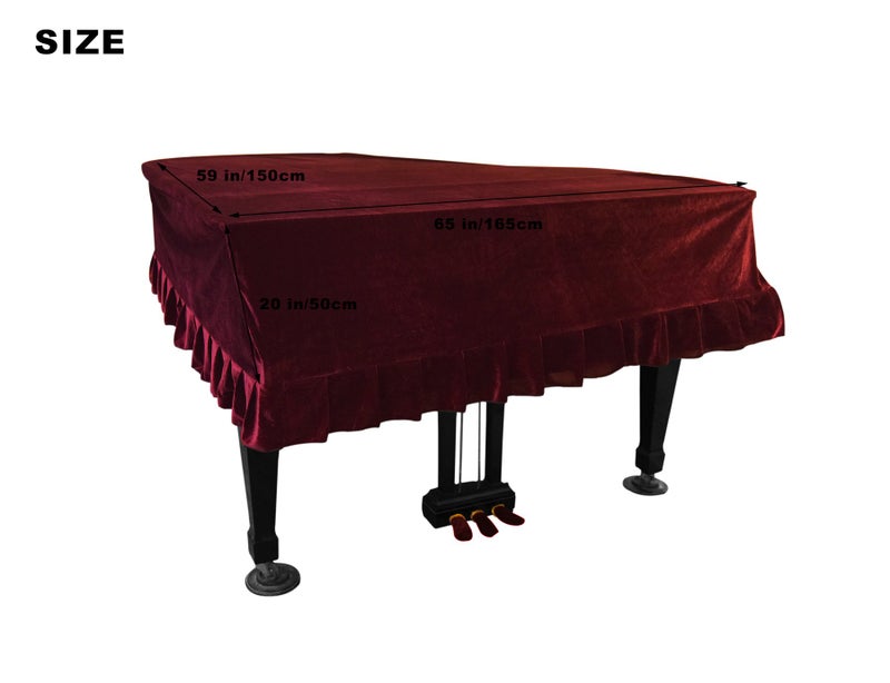 NKTM Grand Piano Cover, NKTM Dustproof Piano Washable with Velvet Soft Bordered Triangle Decorated Protective Cover Cloth (65" x 59" x 20" ) - Image 2